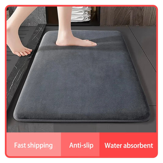 Super Absorbent Anti-Slip Coral Velvet Bath Mat Door Mat Floor Rug - Super Absorbent & Slip Resistant for Bathroom