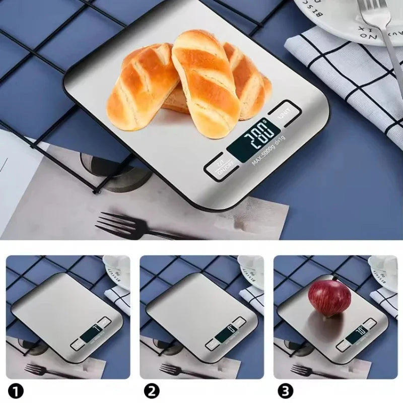 Digital Kitchen Scale LED Display 5kg/1g Stainless Steel Precision Weighing for Food Snacks Jewelry Baking - Home Essential Tool